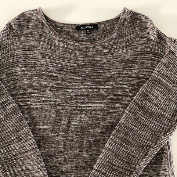 Ellen Tracy Casual Lg Slv Scoop Neck Cotton/Acrylic Sweater Cocoa + Ivory Sz XL - Picture 3 of 11